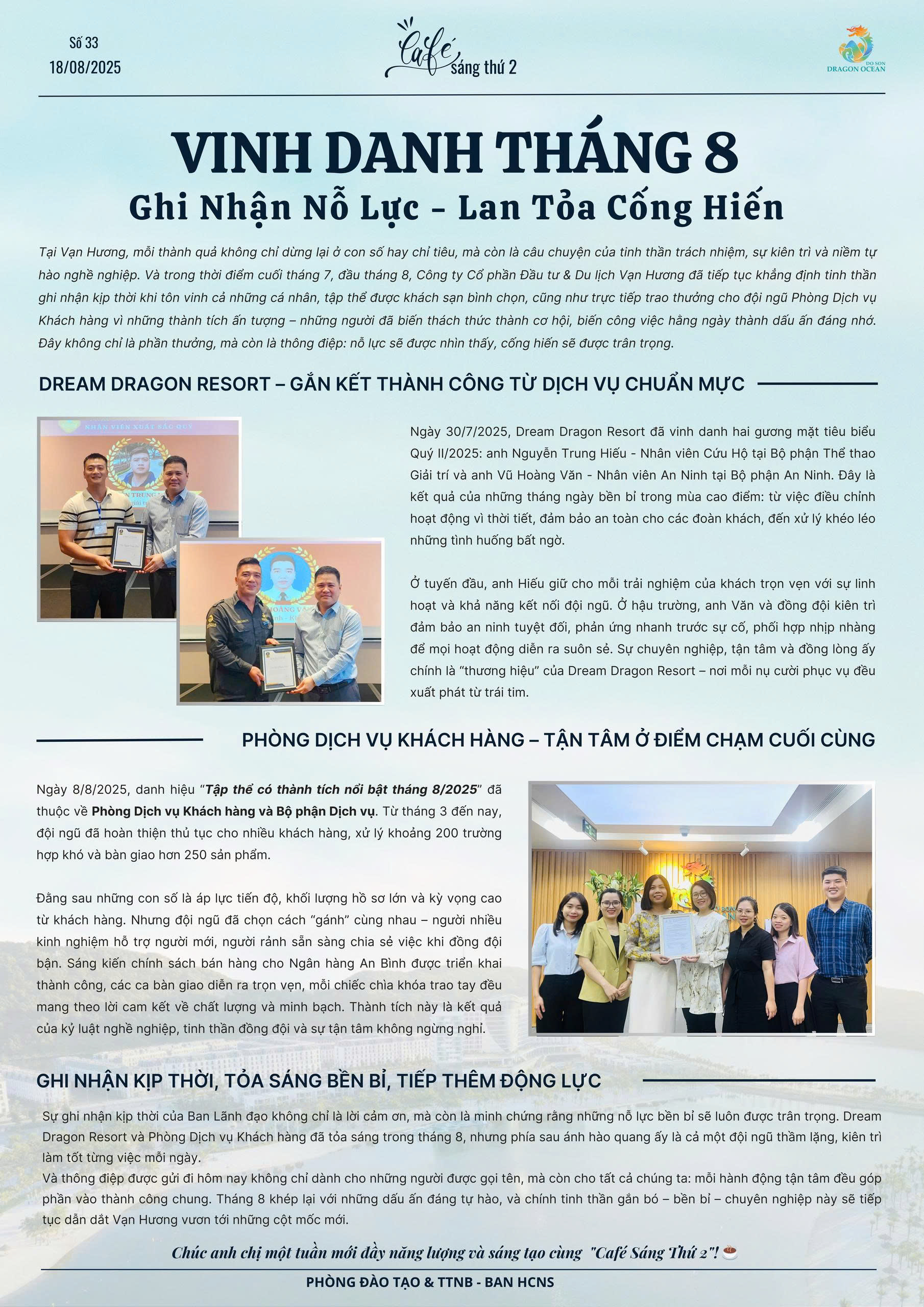 BẢN TIN “CAFÉ SÁNG THỨ 2” – SỐ 33